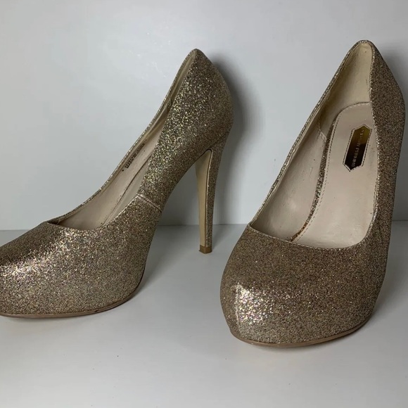 Dorothy Perkins Gold Stiletto Shoes High Heel Court Shoes Sparkly EU39 UK Size 6 - Picture 5 of 9